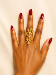 gold coral branch statement ring