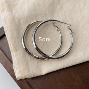 Stainless steel silver  hoops 5cm earrings-E084
