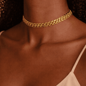 Gold double-layer choker necklace