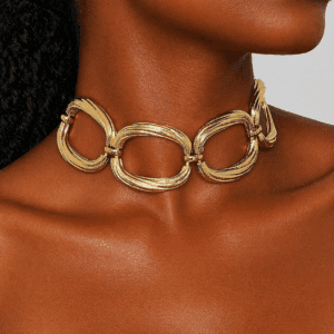 Bold gold oversized link choker necklace