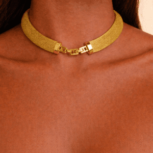 Gold mesh choker necklace
