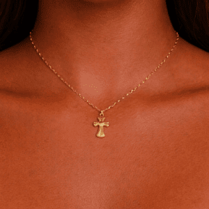 Gold cross pendant necklace