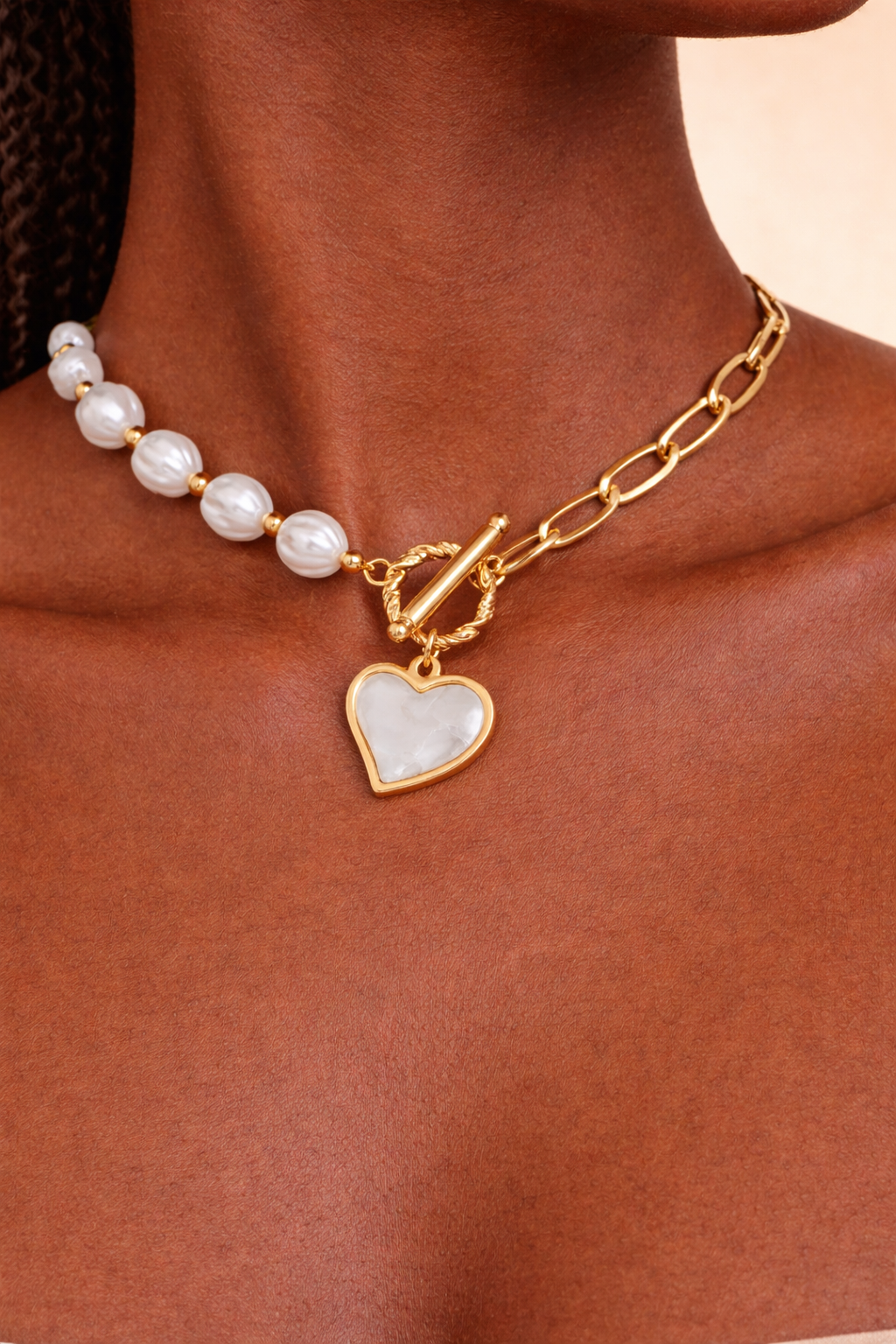 Gold and pearl statement necklace
