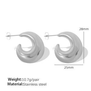 chunky stainless steel hoops earrings