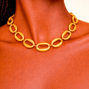 Gold oval link chain necklace