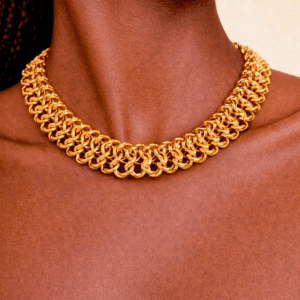 Gold chainmail necklace