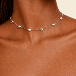 Silver heart charm stainless steel necklace