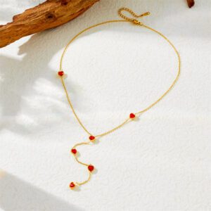 Red y shaped pendant necklace  N113