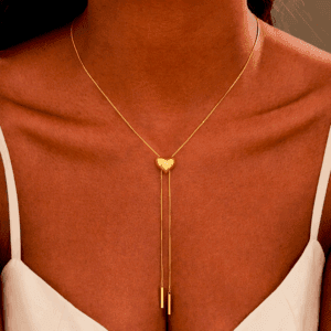 Gold heart adjustable necklace