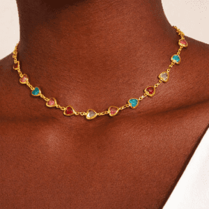 Multicolor heart charm necklace
