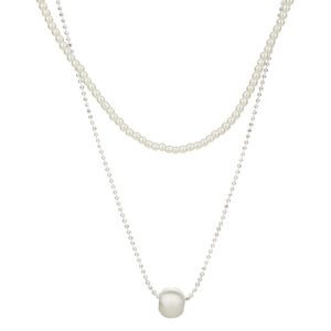 Double-layered-pearl-and-stainless-steel-silver-necklace-N119