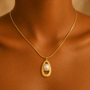 Oval-white-pendant-stainless-steel-necklace-N123