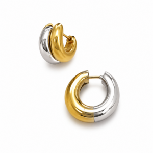 two-tone gold and silver chunky earrings