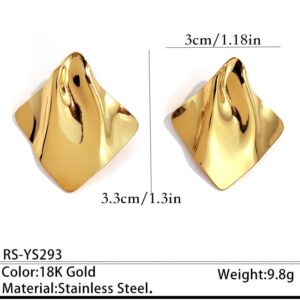 18K gold plated stainless steel diamond-shaped