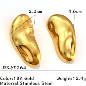 18K Gold Sculptural Cuff Hoop Earrings – Stainless Steel E121