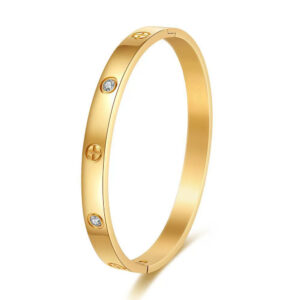 Gold 6mm thick Minimalist Bangle – B079