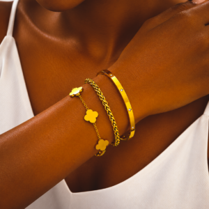 Luxury Gold Stainless Steel Bracelet Set of 3 B088